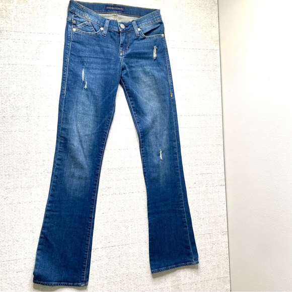 Rock & Republic Kasandra Jeans 2 M Blue Distressed Bootcut Denim - Picture 2 of 9